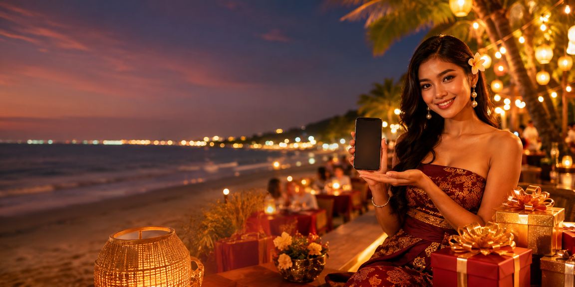 Pengguna mengakses casino mobile di malam hari dengan suasana neon